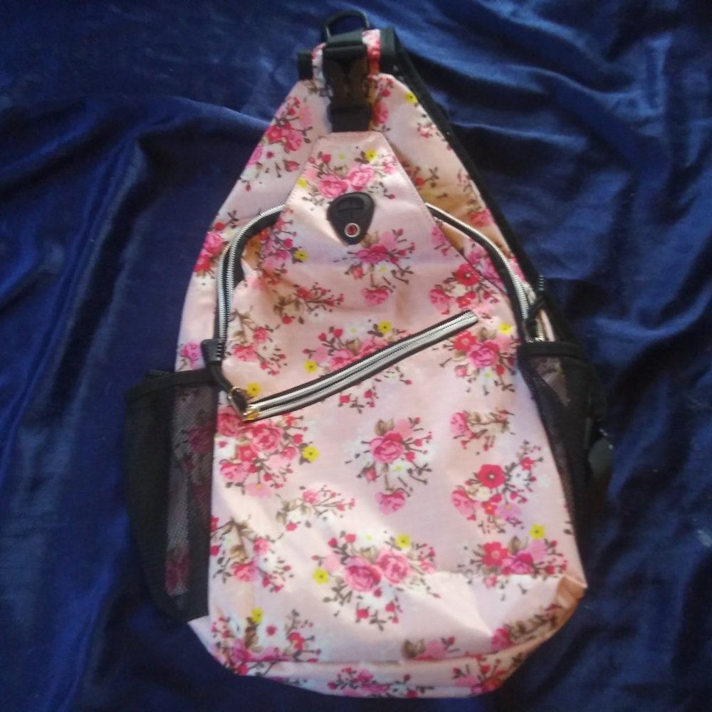 Pink Floral Backpack Purse